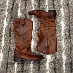 Frye Women’s Melissa Button Leather Riding Boots - Round Toe